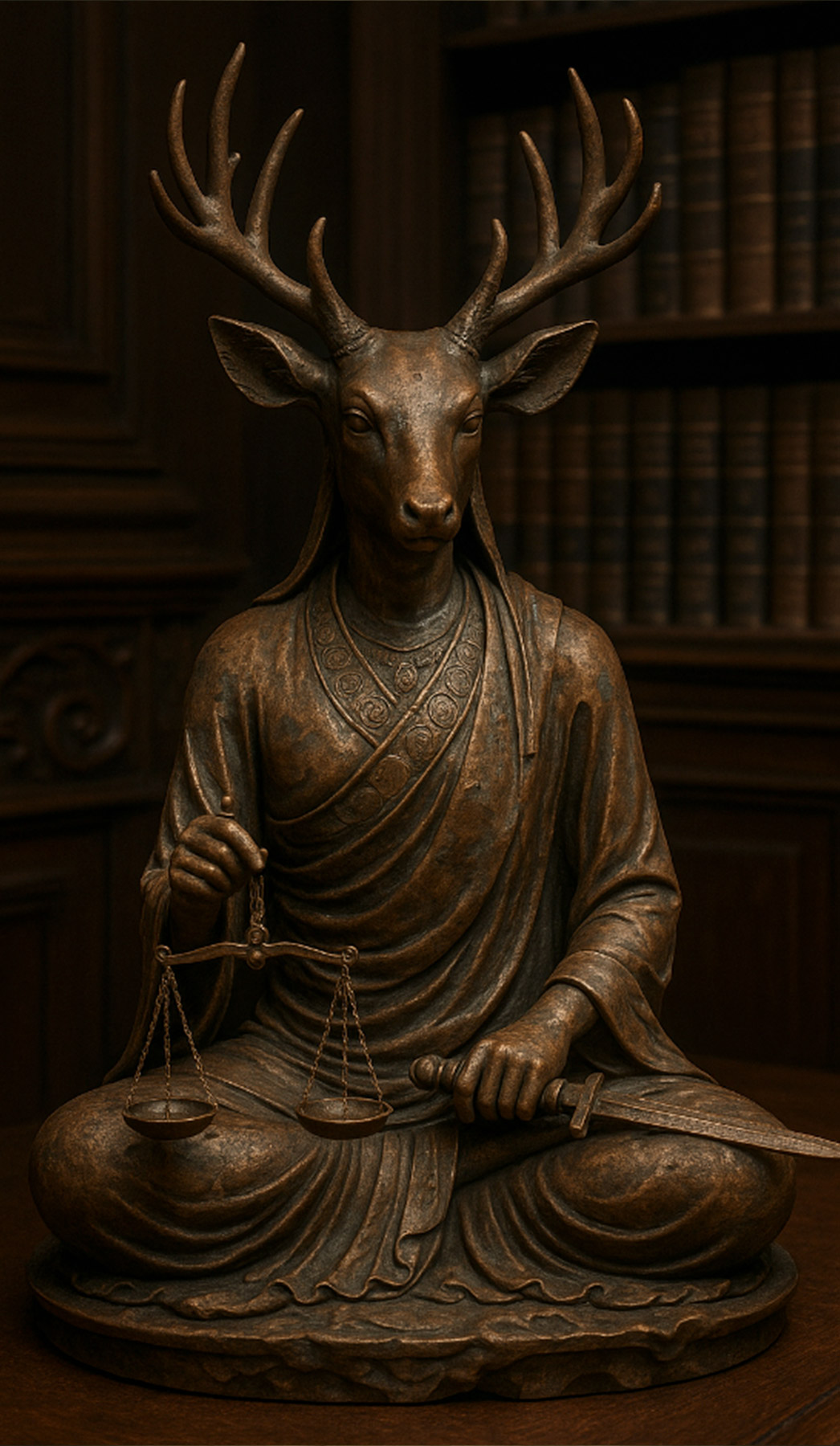Le symbole de la justice avec une tête de cerf